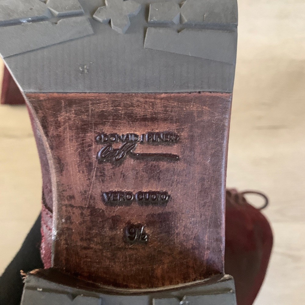 Lace-Up Mid-Calf Leather Boots - Red - Picture 5 of 10